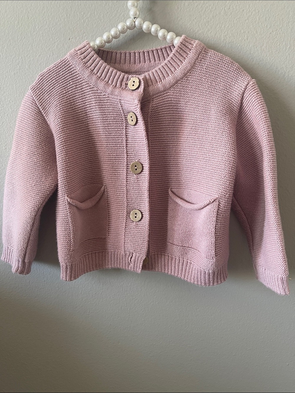 MARINA Cotton Light Pink Knit Cardigan